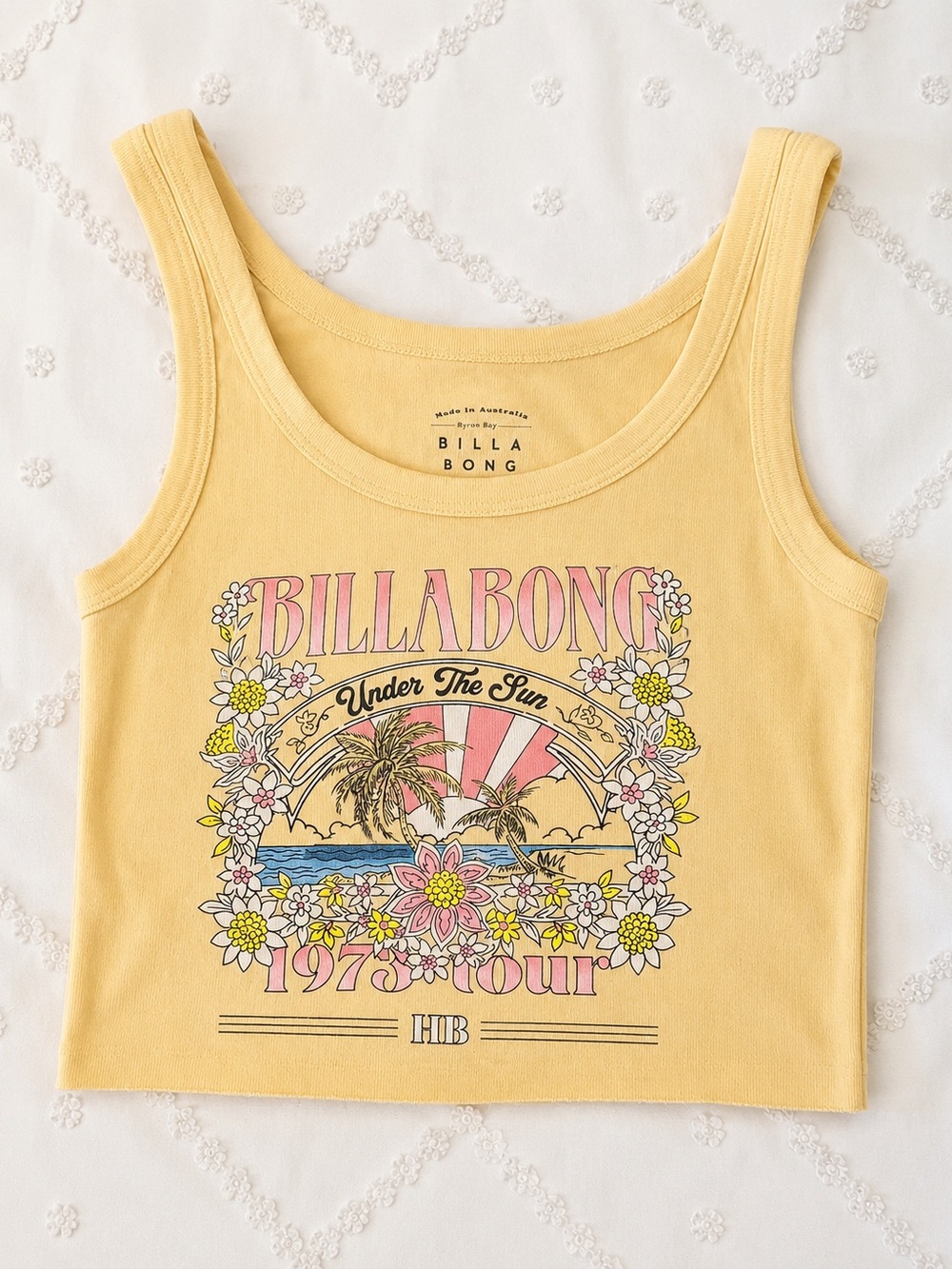 Billabong Yellow Graphic 'Under The Sun' Crop Tank
